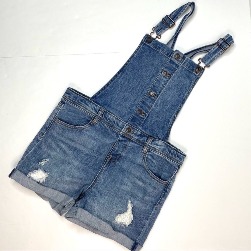 Cat & Jack Distressed Jean Short Overalls